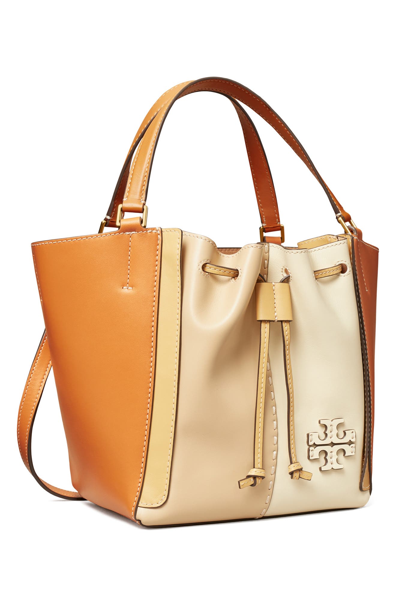 Tory Burch McGraw Colorblock Drawstring Leather Satchel, Alternate, color, 