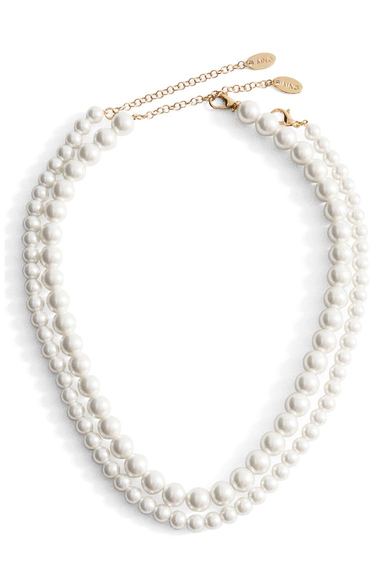 Faux Pearl Double Strand Necklace, Main, color, WHITE