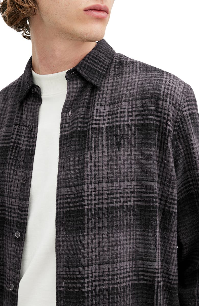 AllSaints Sonik Plaid Flannel Button-Up Shirt, Alternate, color, 