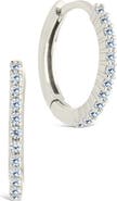 Sterling Forever Pavé Cubic Zirconia Micro Huggie Hoop Earrings