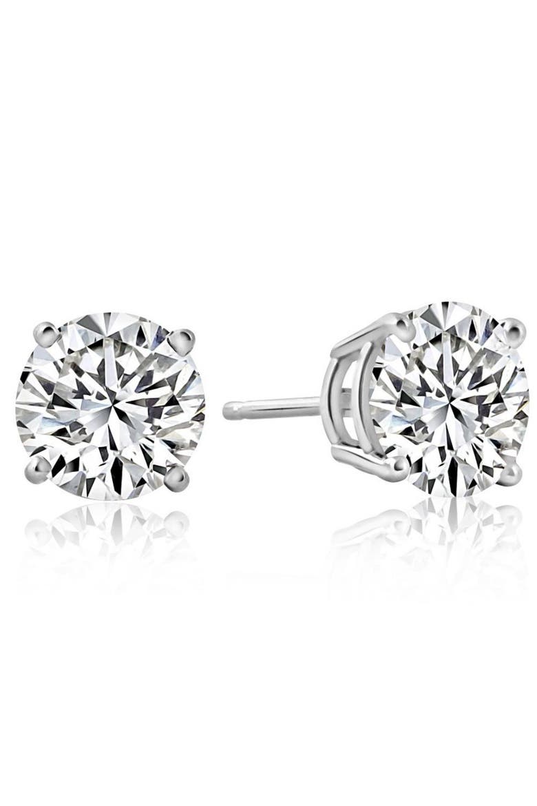 2 1/4 Ct T.W. Round Cut Diamond Studs Lab Grown 14k Gold, Alternate, color, 14K White Gold