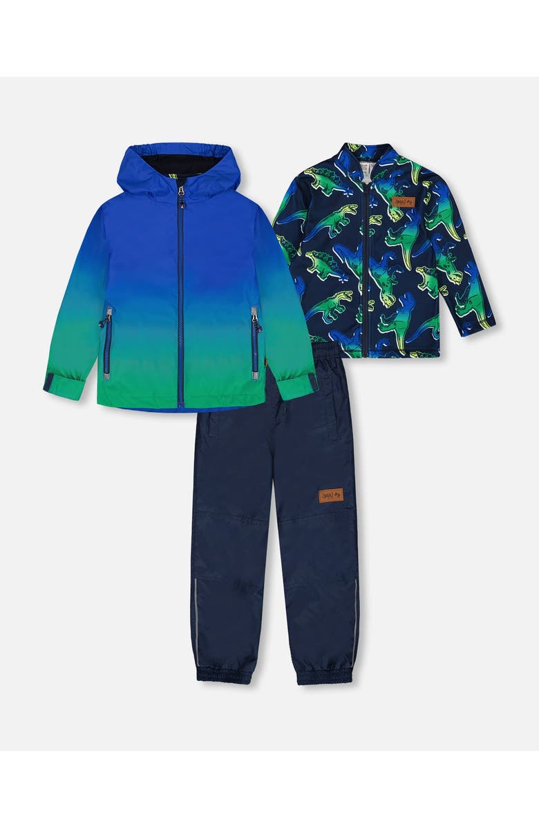 Deux par Deux Little Boy's 3-In-1 Mid-Season Outerwear Set Royal Blue And Green Gradient, Main, color, 