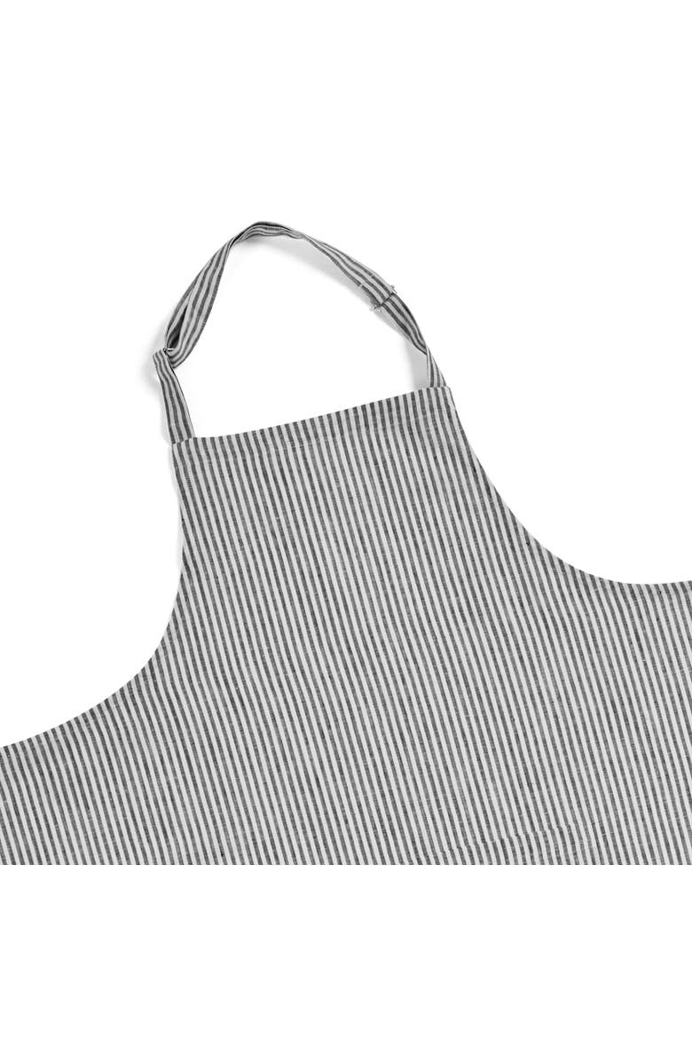 Linen Bib Apron with Adjustable Neck Strap & Center Pockets, 38 x 36 Inches, Alternate, color, Black and White
