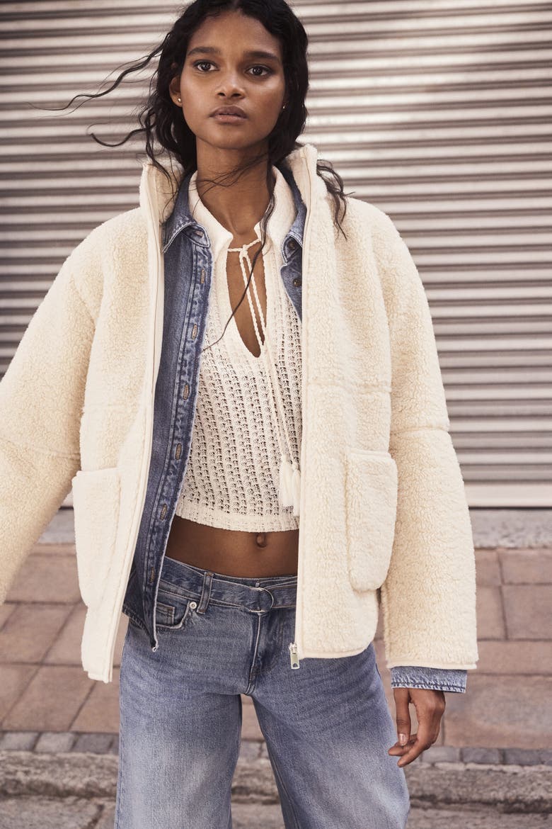 Teddy Jacket, Alternate, color, Light beige