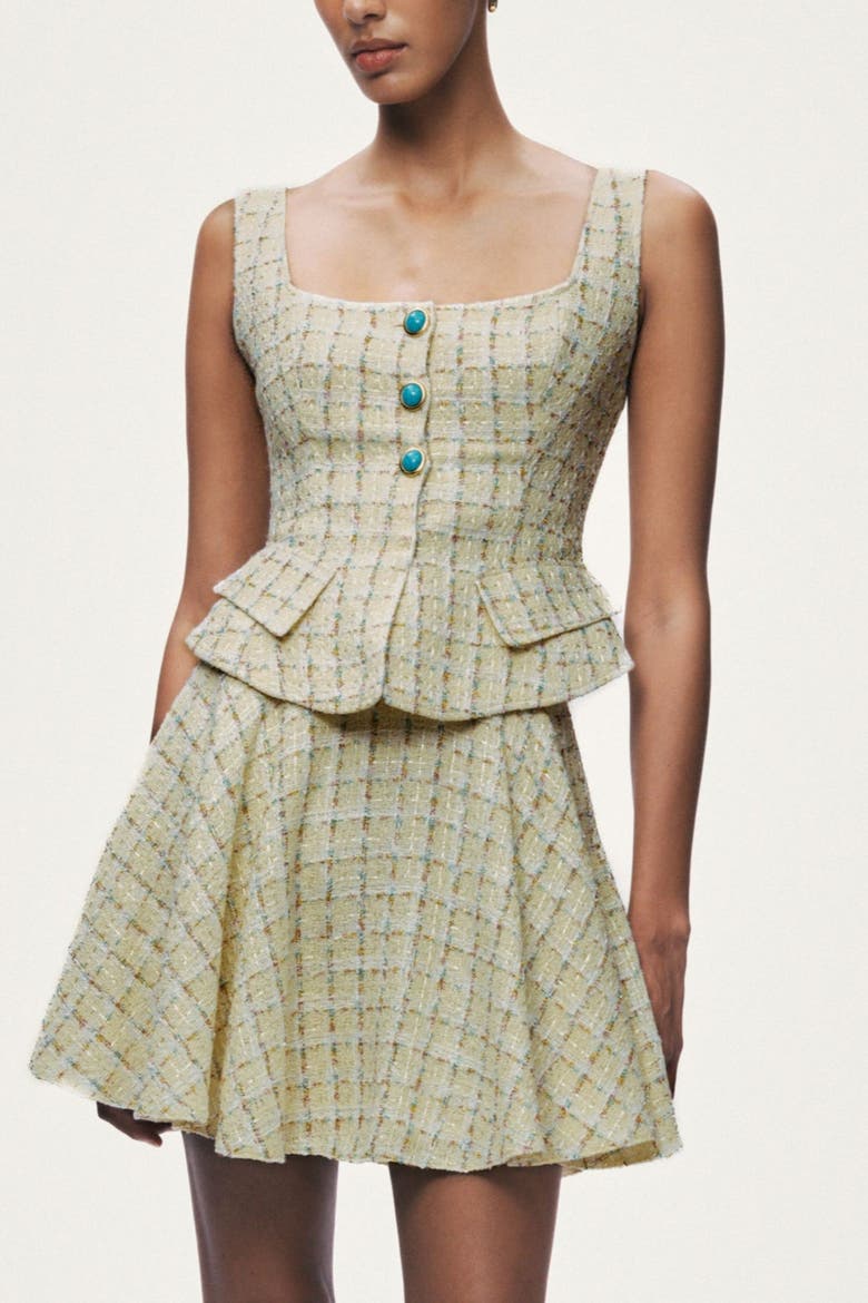 Button Accessory Tweed Bustier, Alternate, color, Multi-Colored