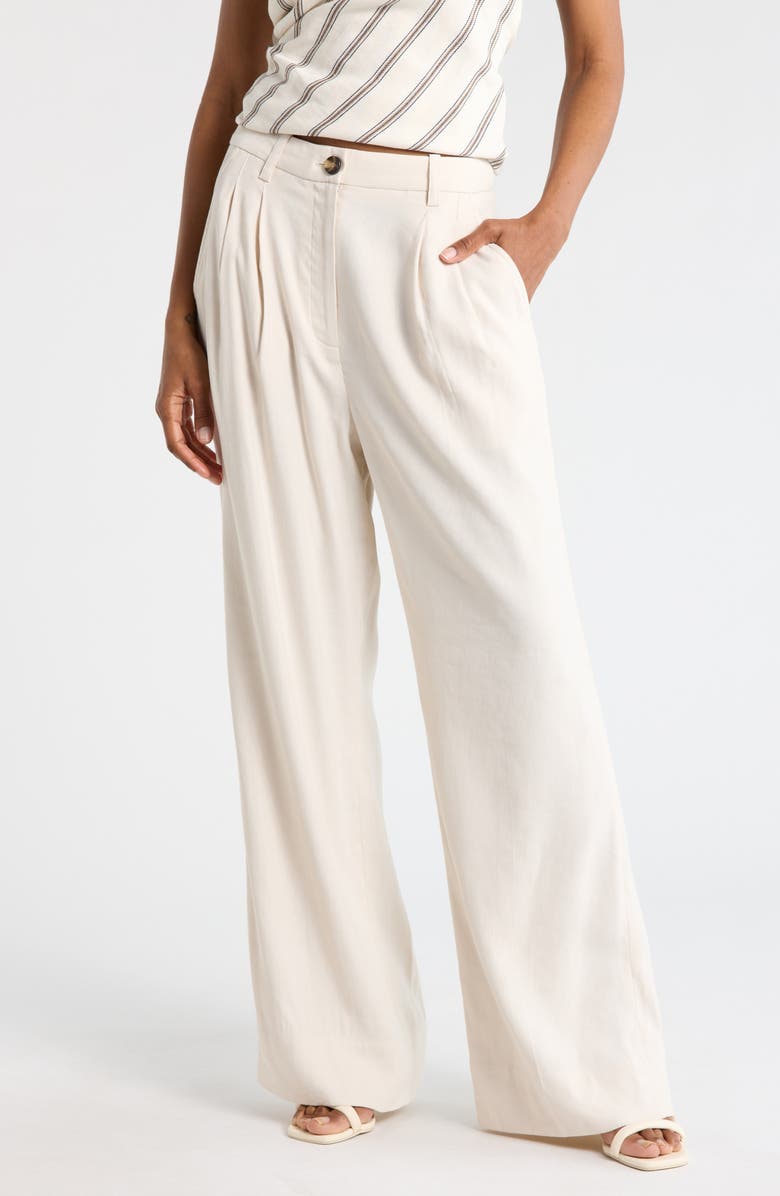 A.L.C. Tommy II Pleated Front Linen Blend Pants, Main, color, Buttercream