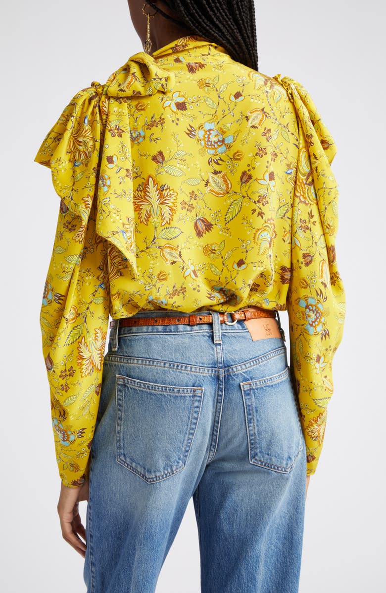Ulla Johnson Brea Floral Tie Neck Silk Blouse, Alternate, color,