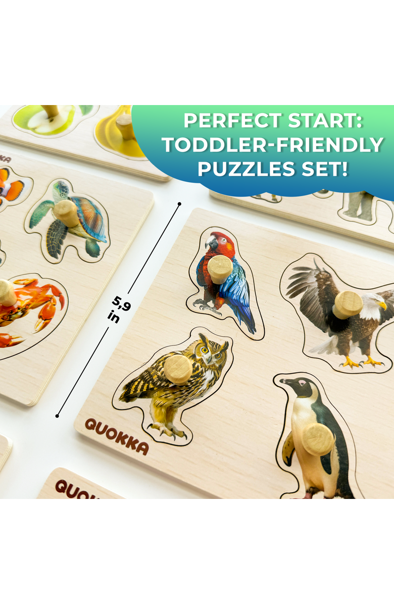 Quokka Wooden Puzzle Board Set for Toddlers, Alternate, color, Animals And Birds