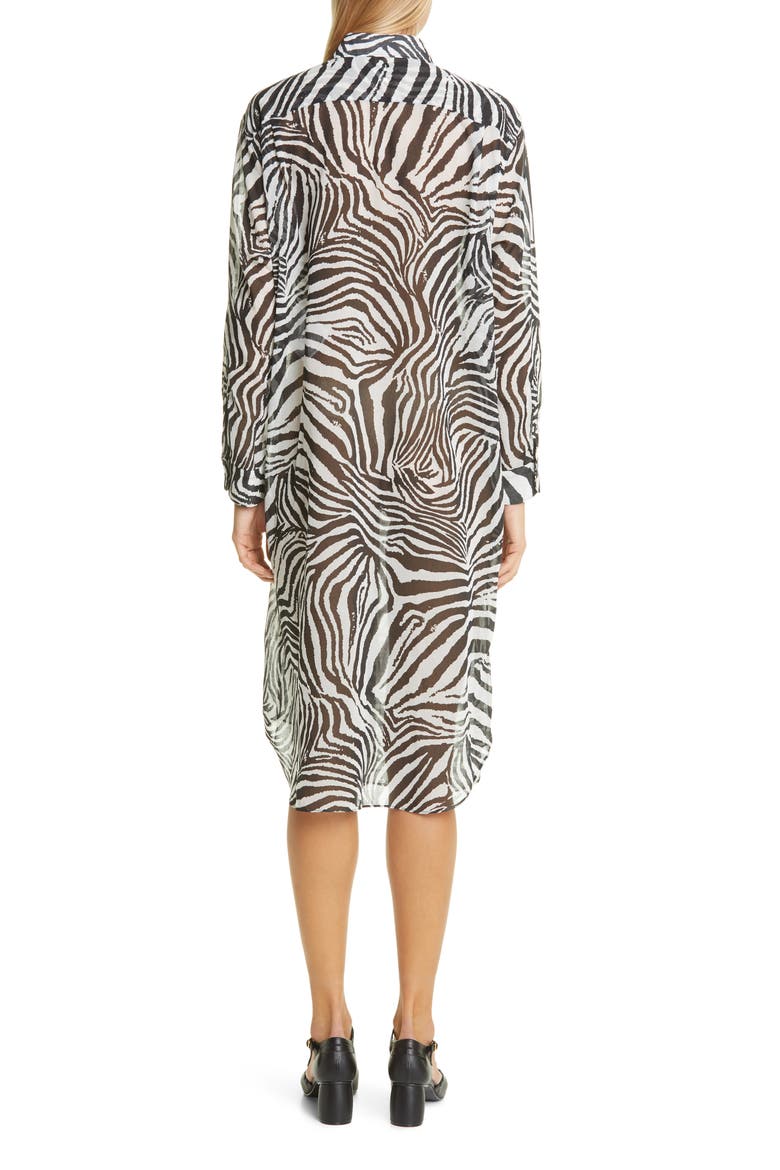 Zebra Print Long Sleeve Shirtdress, Alternate, color, ZEBRA