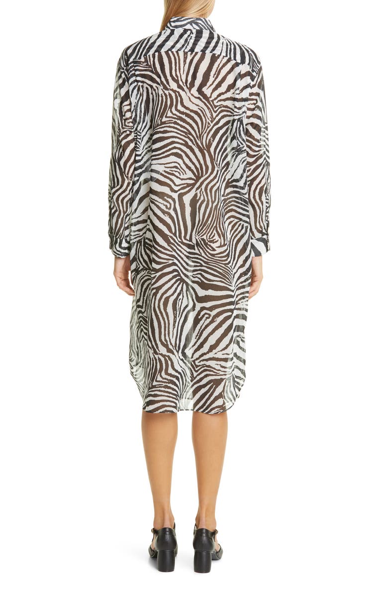 Junya Watanabe Zebra Print Long Sleeve Shirtdress, Alternate, color, 