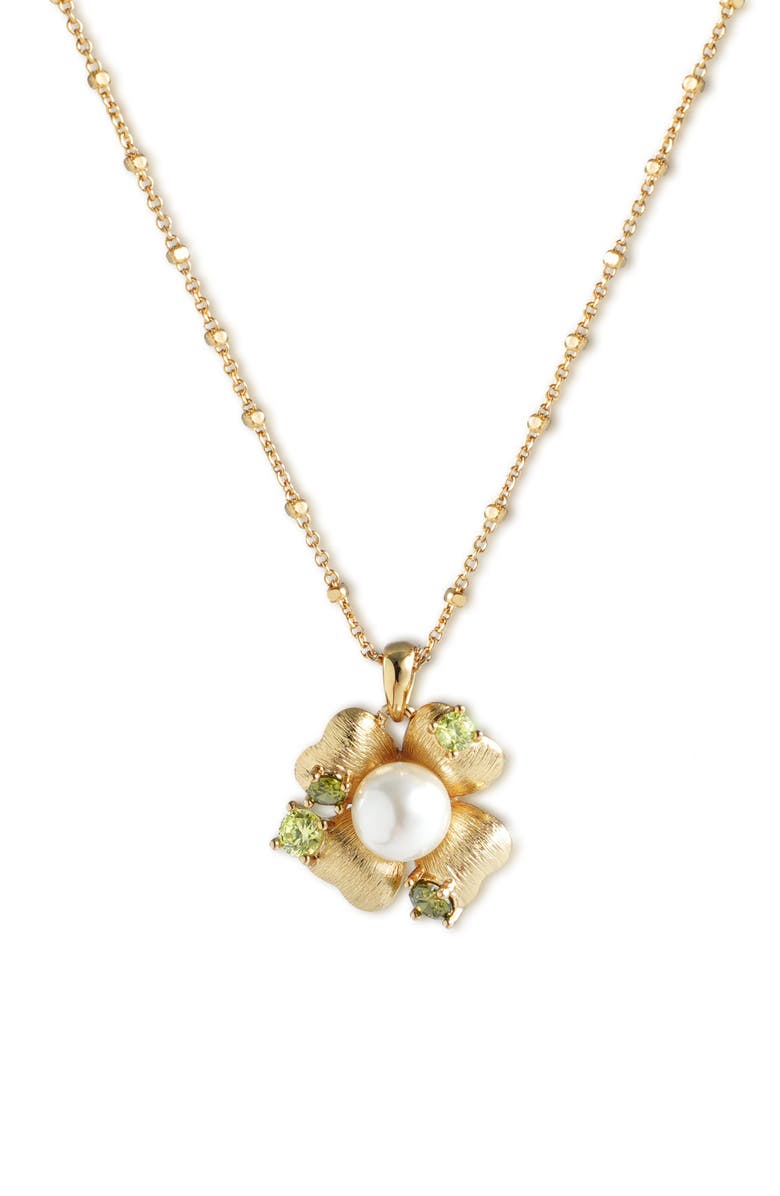 RETRO CHIC Garden Blossom Pendant Necklace, Main, color, Gold