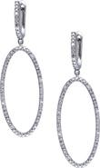 DELMAR Sterling Silver Diamond Elongated Oval Earrings - 0.10 ctw