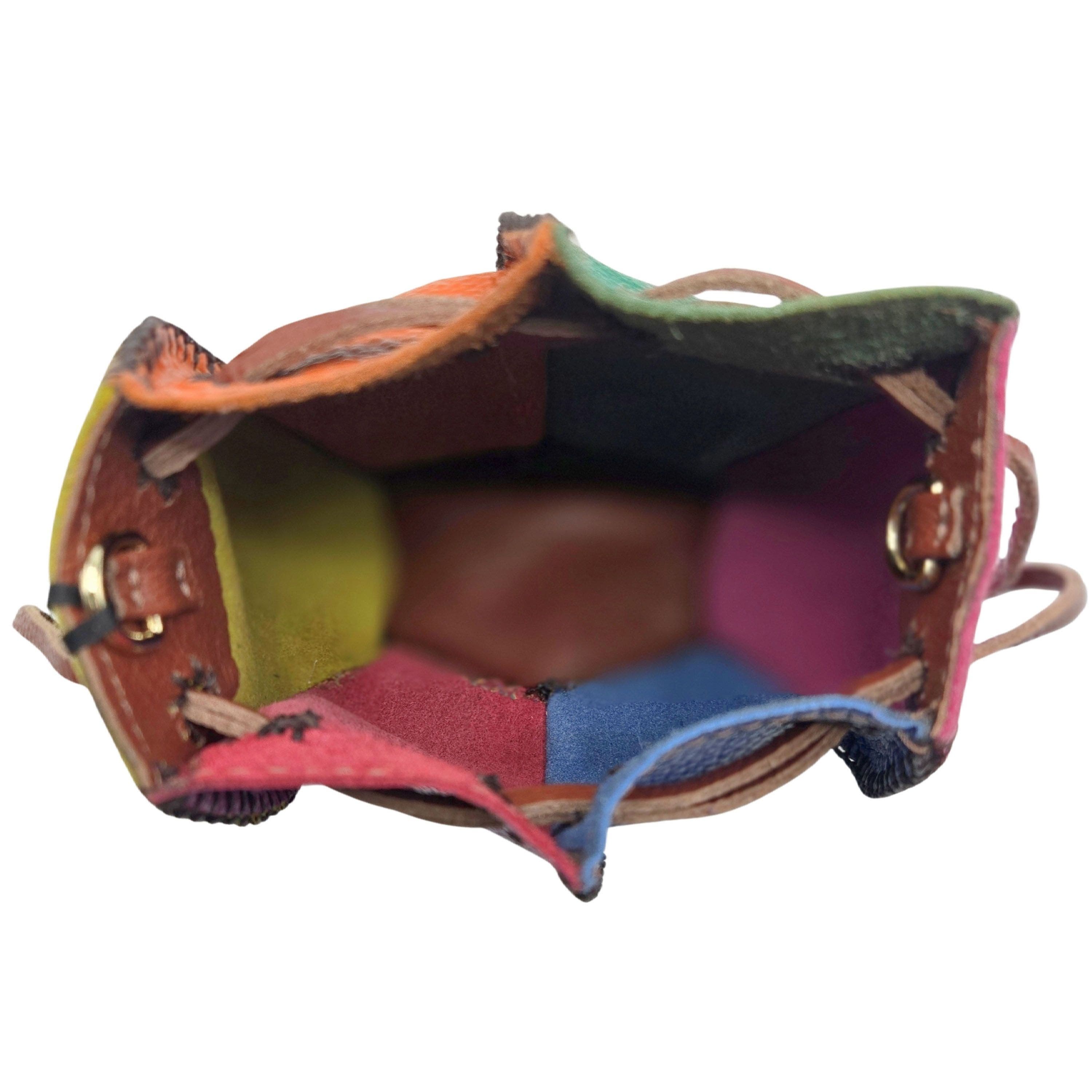 Tall Bucket Top Grain Leather Bag, Alternate, color, Rainbow