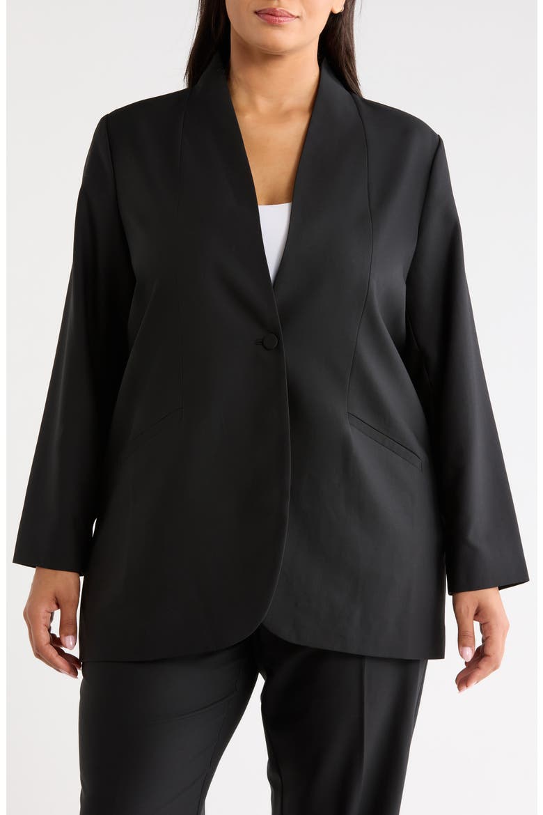 Stand Collar Wool Blazer, Alternate, color, BLACK