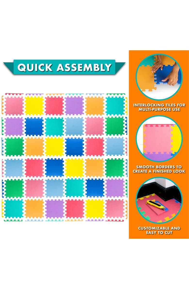 ProsourceFit Kids Solid Floor Play Mat, Alternate, color, Multicolor