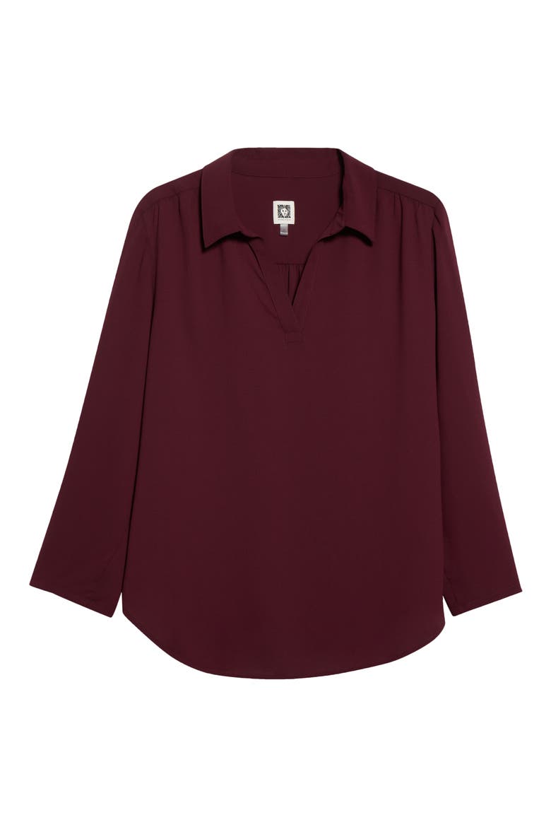 V-Neck Point Collar Shirt, Alternate, color, BAROLO