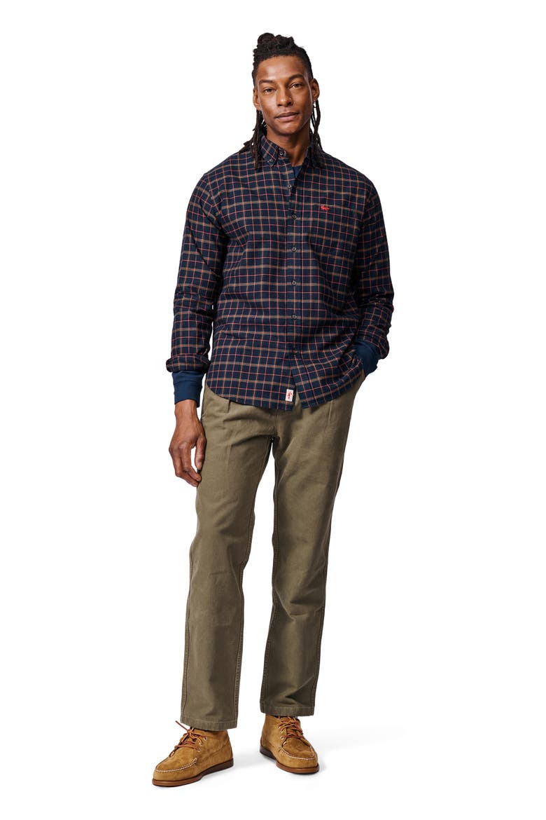 Merton Brushed Oxford Button Down Shirt, Alternate, color, Navy Check