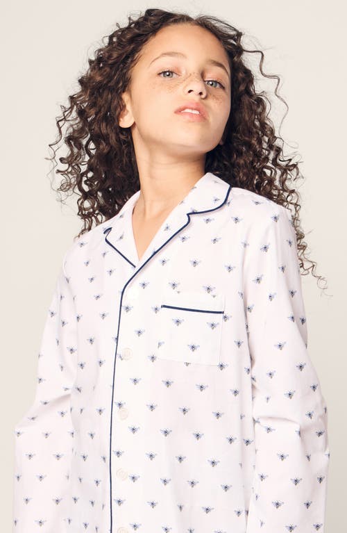 Petite Plume Kids' Bee Print Cotton Blend Twill Two-piece Pajamas In White