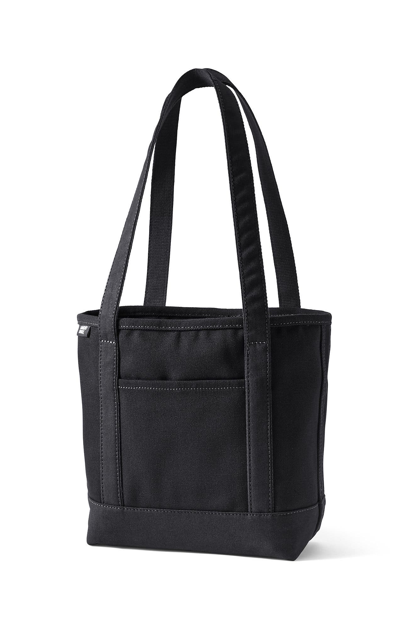 Lands' End Open Top Long Handle Canvas Tote Bag, Alternate, color, Black/Black