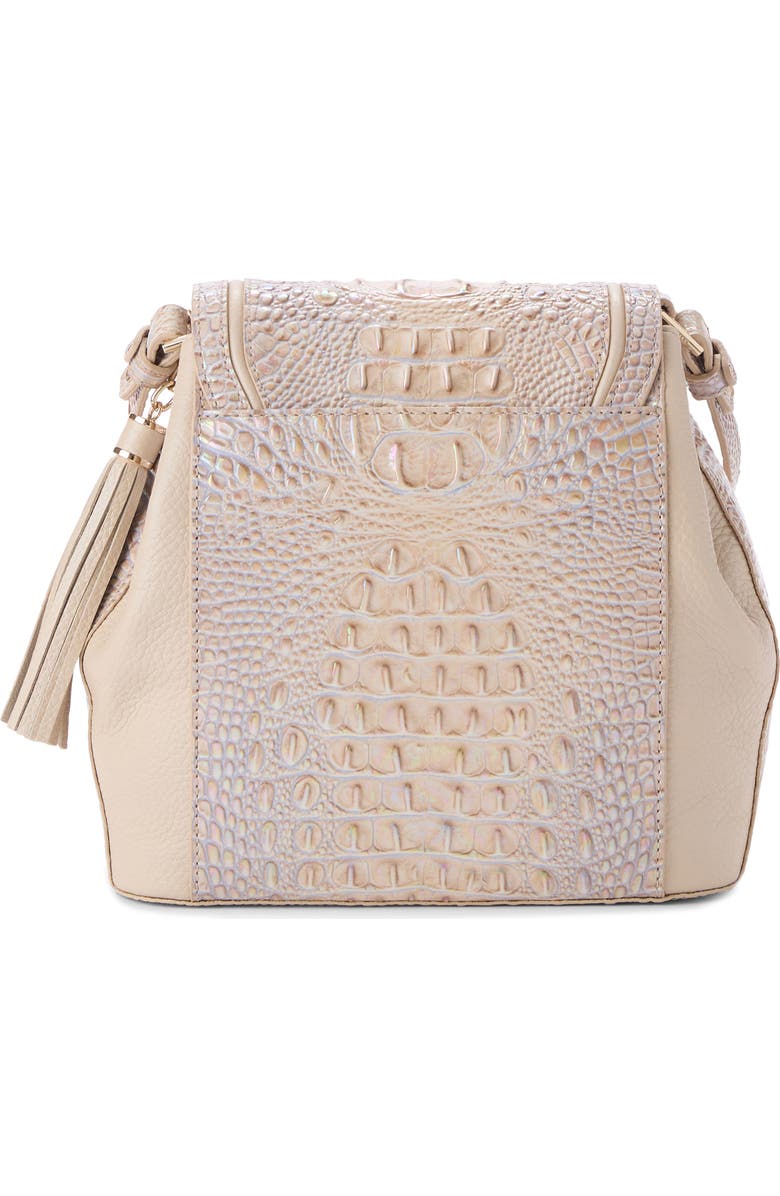 Brahmin Margo Croc Embossed Leather Crossbody Bag, Alternate, color, Pearl Admire