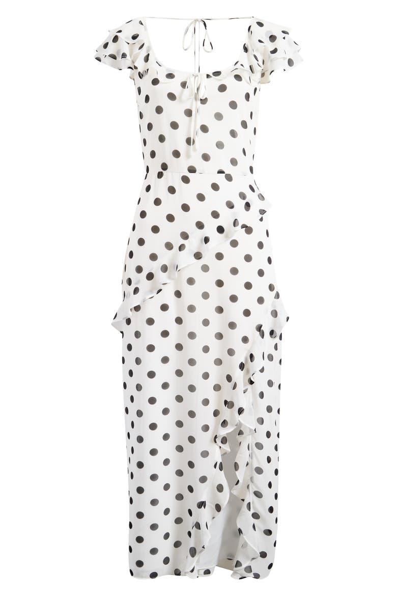 Violetta Polka Dot Ruffle Sleeve Dress, Alternate, color, IVORY POLKA DOT