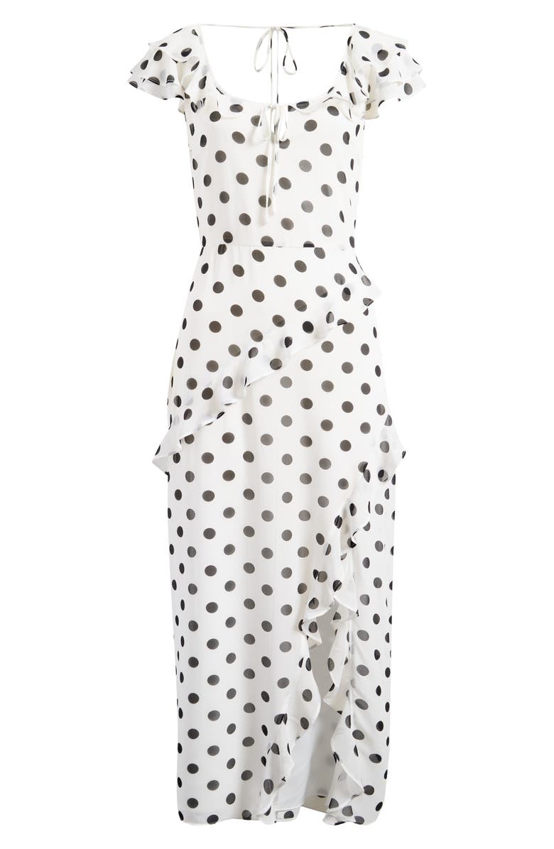 WAYF Violetta Polka Dot Ruffle Sleeve Dress, Alternate, color, Ivory Polka Dot