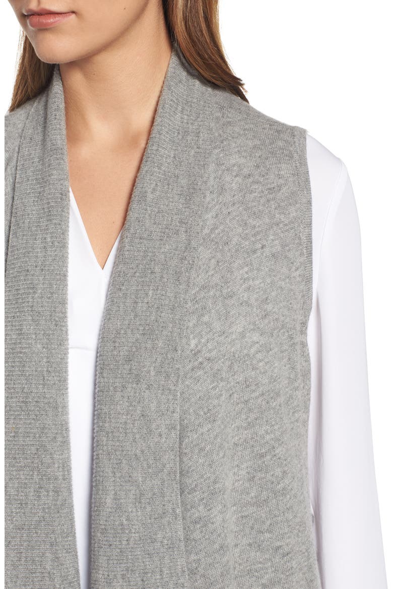 Wool & Cashmere Drape Front Sweater Vest, Alternate, color, HEATHER GREY