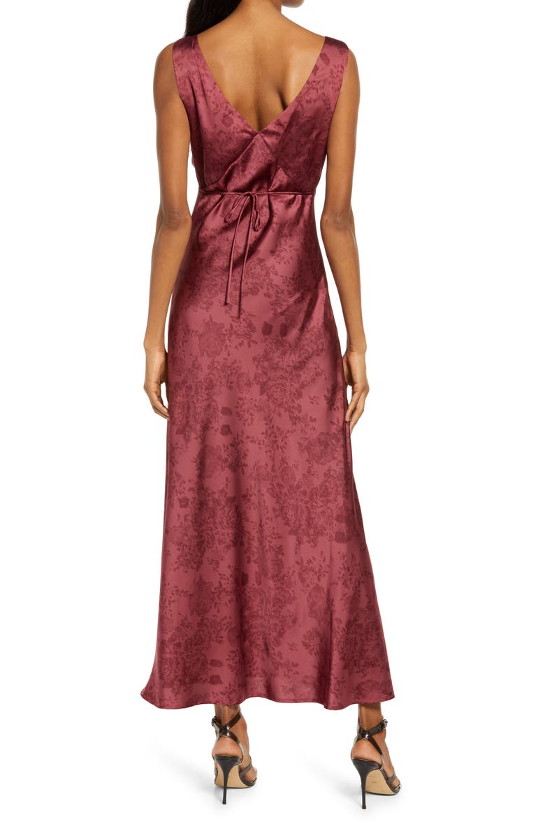 WAYF Rosetta V-Neck Satin Dress, Alternate, color, 