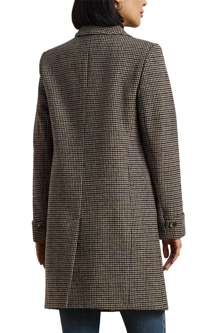 Wool Blend Reefer Coat, Alternate, color, MERLOT HOUNDSTOOTH