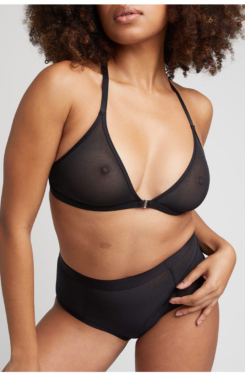 Negative Underwear Sieve Racerback Bra, Alternate, color, Black