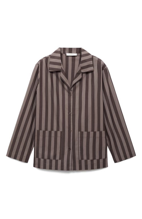 Mango Stripe Cotton Pajama Top In Brown
