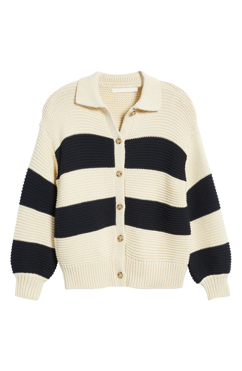 Wyeth Stripe Knit Cardigan, Alternate, color, Cream/ Navy