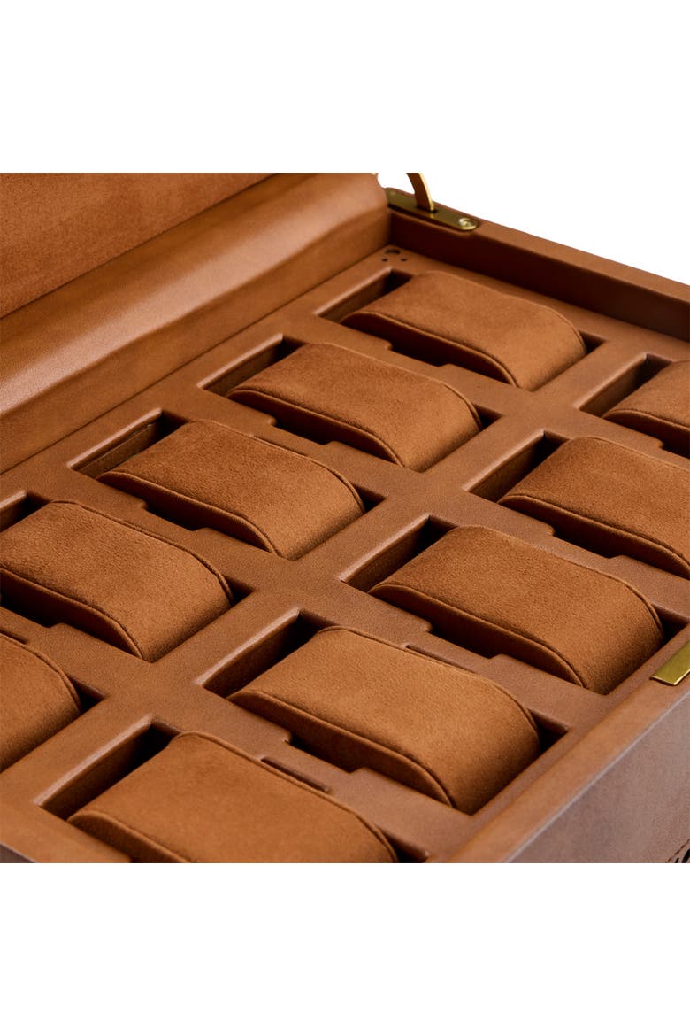 Brogue 10 Piece Watch Box, Alternate, color, Burnished Brown