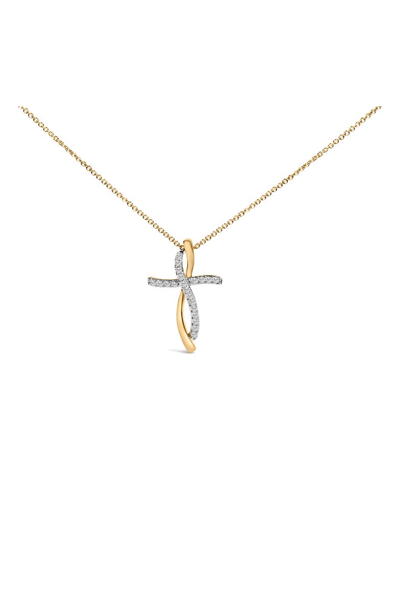 Haus of Brilliance 14K Yellow Gold Plated Sterling Silver 1/4 Cttw Diamond Cross Pendant Necklace, Main, color, Yellow Gold Over Silver