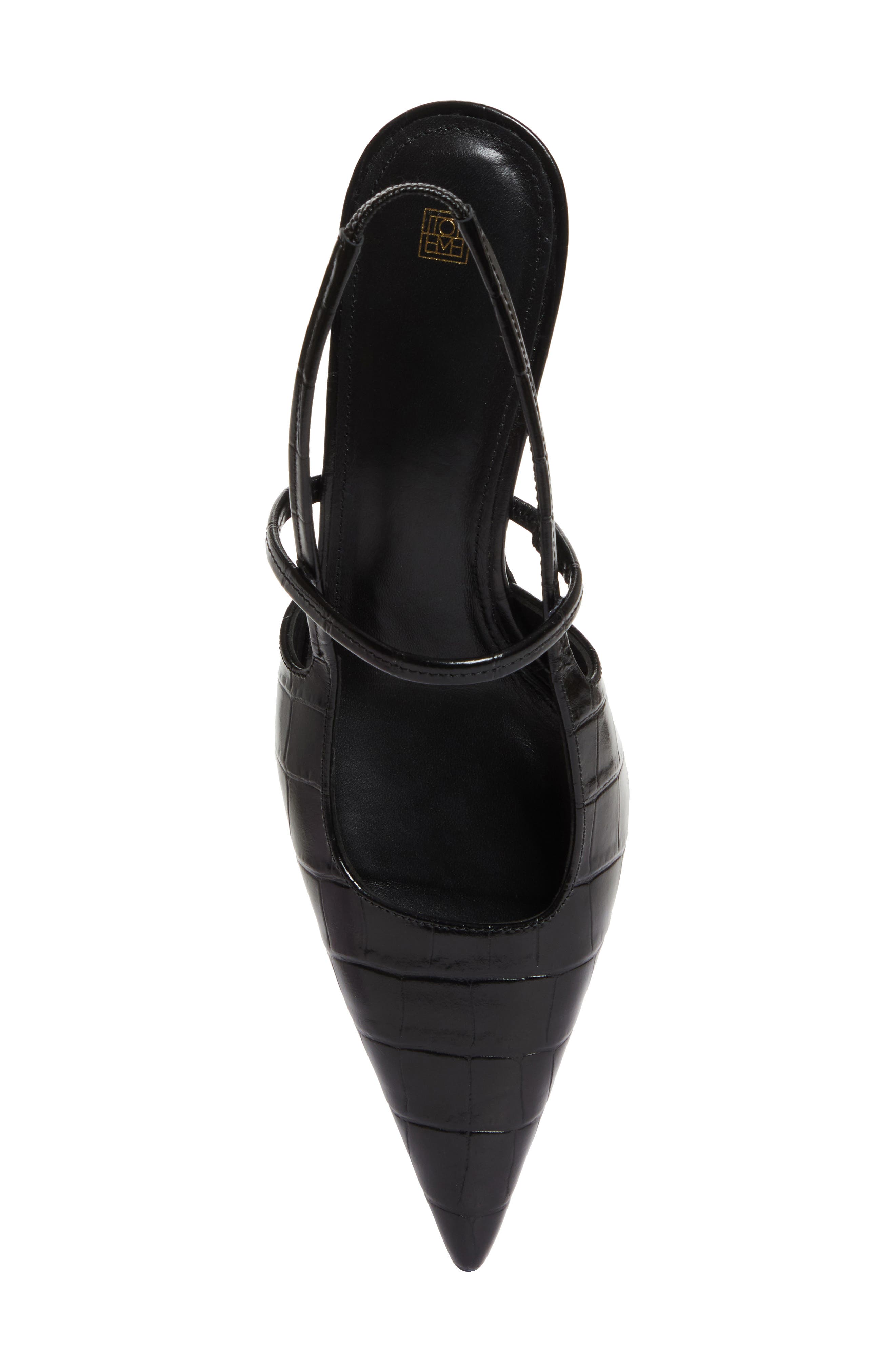 TOTEME Sharp Pointed Toe Croc Embossed Slingback Pump, Alternate, color, Black