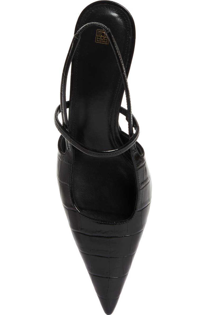 TOTEME Sharp Pointed Toe Croc Embossed Slingback Pump, Alternate, color, Black