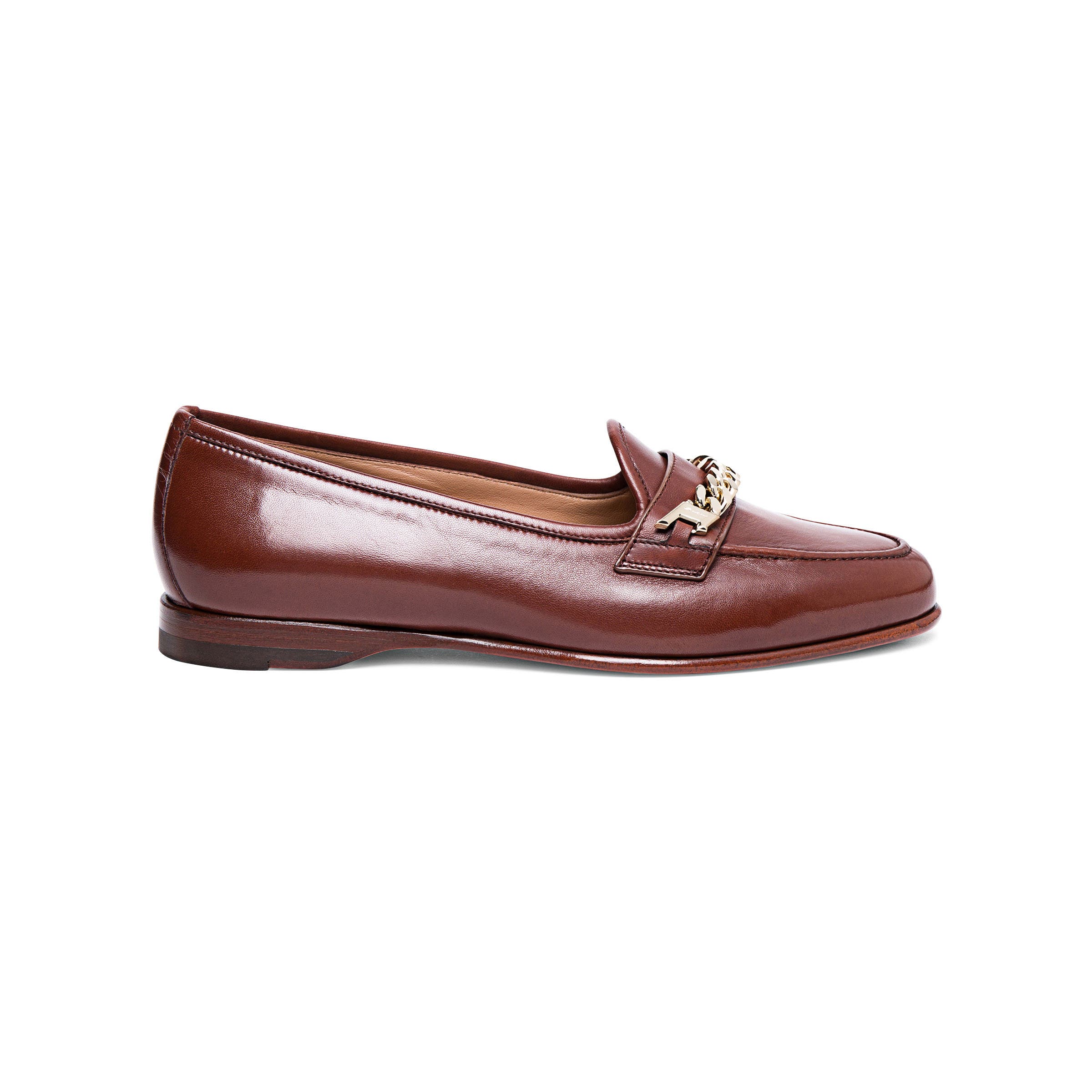 Santoni Women's leather Andrea loafer, Alternate, color, Brown