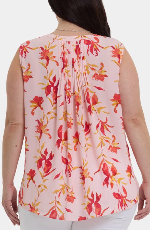 Nydj Plus Size Sleeveless Pintuck Split Neck Top In Pink