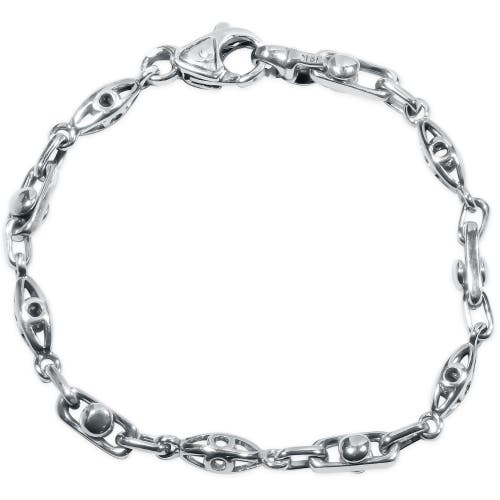 Bliss Diamond Designed 16 Gram Solid Silver Bracelet 8.5" In Silver