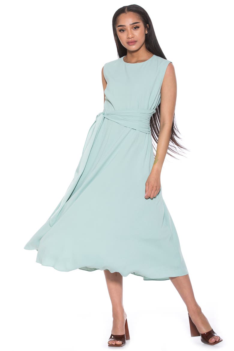 Paris Sleeveless Asymmetric Tie Midi Dress, Alternate, color, MINT