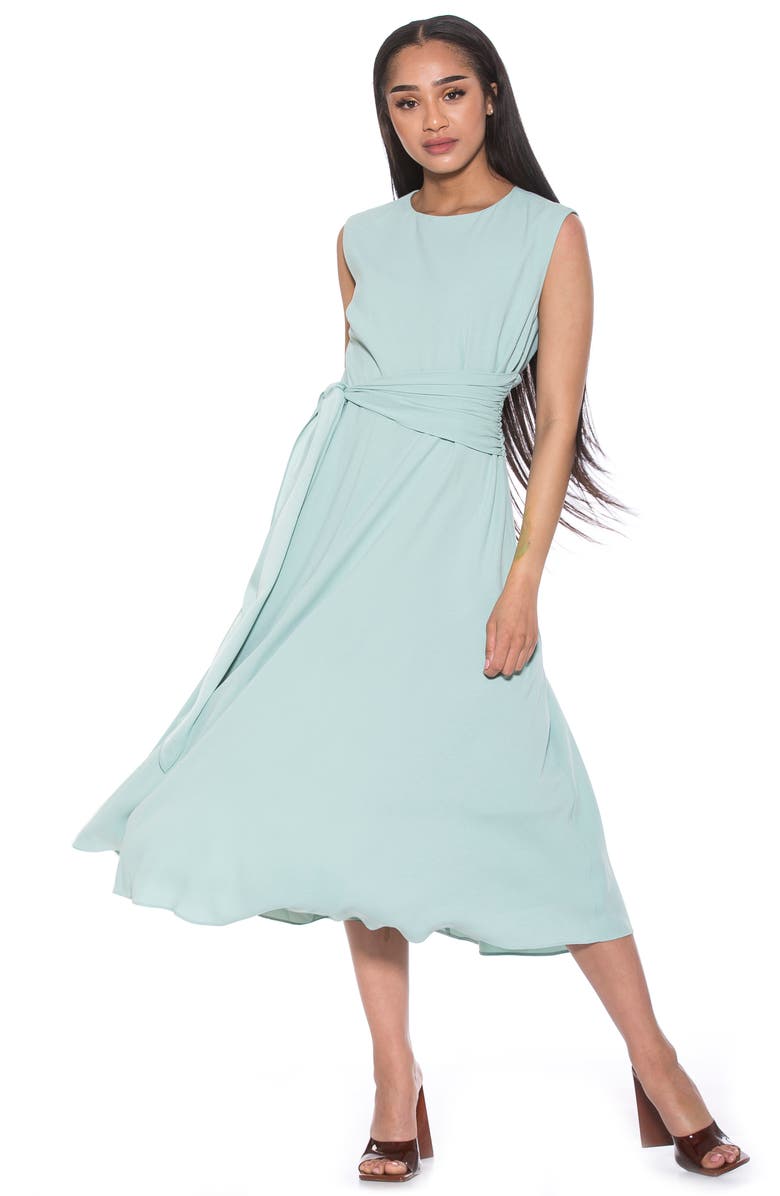 Alexia Admor Paris Sleeveless Asymmetric Tie Midi Dress, Alternate, color, Mint