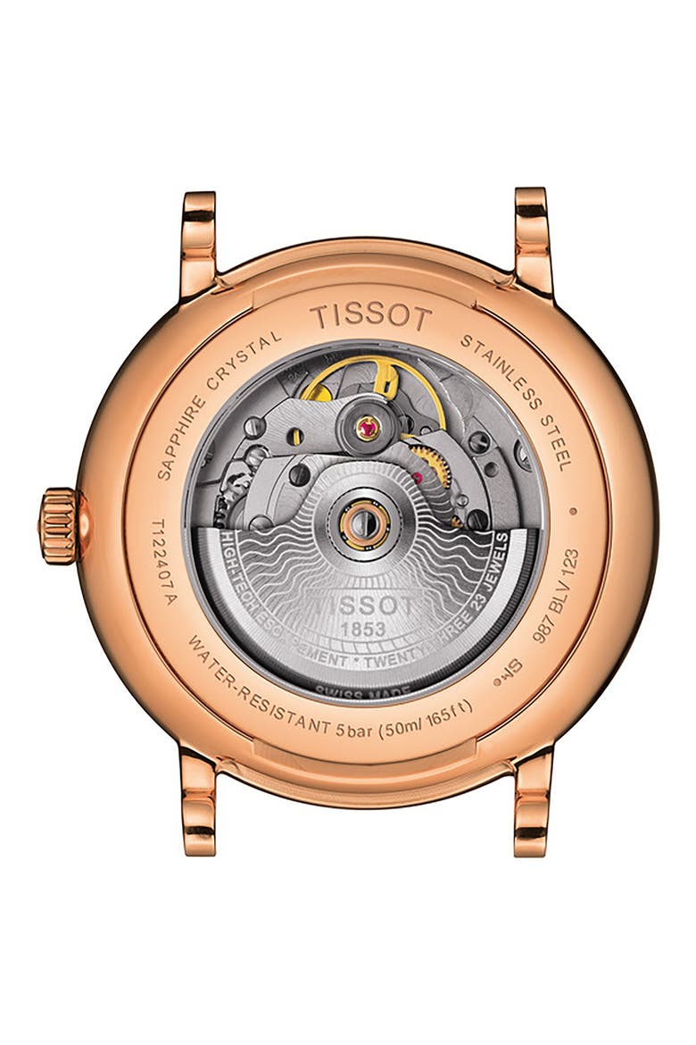T-Classic Carson Powermatic 80 Leather Strap Watch, 40mm, Alternate, color, SS ROSE GOLD PVD
