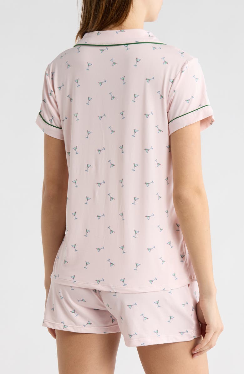ENZOS INACTIVE WEAR Dixie Martini Short Pajamas, Alternate, color, Tossed Martnis - Barely Pink