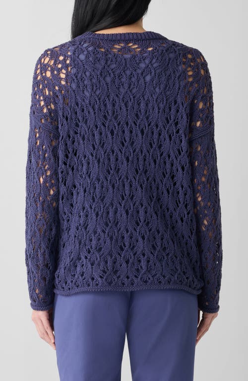 Eileen Fisher Crewneck Organic Cotton Sweater In Bluette