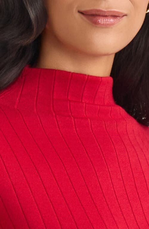Jones New York Funnel Neck Wide Rib Sweater In Red