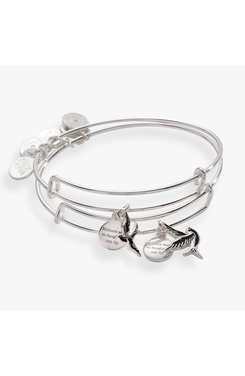 Alex and Ani Mother & Daughter Sparrow Bangle Set of 2, Main, color, Silver