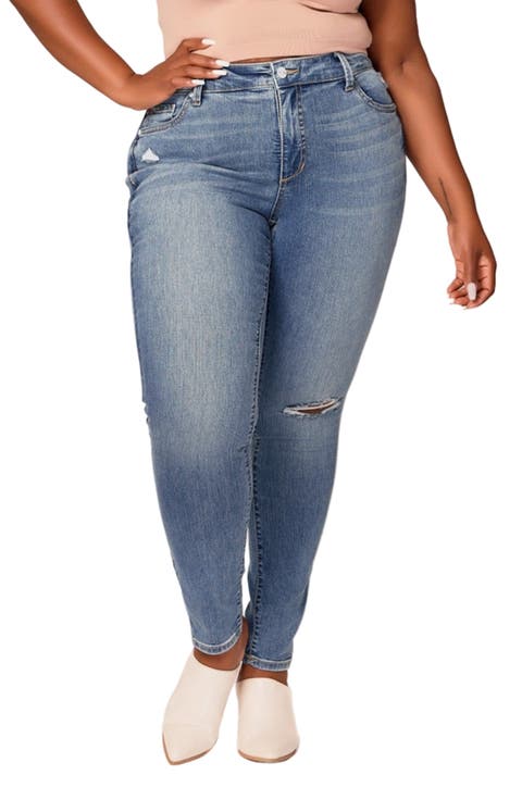 Distressed High Waist Ankle Skinny Jeans