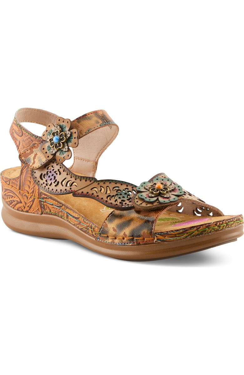 L'Artiste by Spring Step Script Sandal, Main, color, Tan Multi