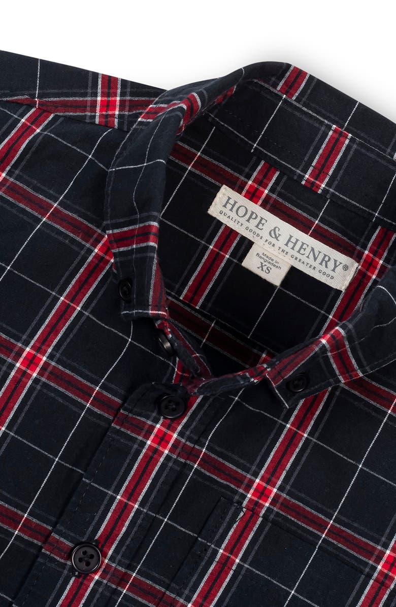 Hope & Henry Kids' Organic Long Sleeve Stretch Poplin Shirt, Alternate, color, Black Ballet Plaid
