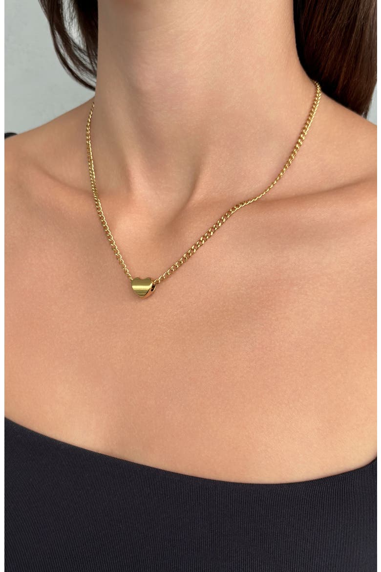 18K Gold Plated Sterling Silver Heart Pendant Necklace, Alternate, color, GOLD